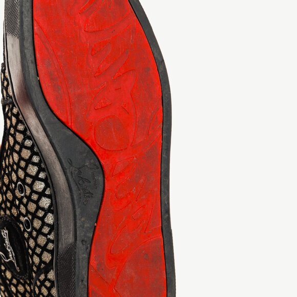 Christian Louboutin Rantus Orlato Black Glitter Gold High-Top Sneaker - Picture 5 of 11